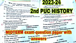 2nd PUC HISTORY midterm exam question paper with answers 🔥 2023