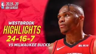 Russell WestBrook Full Debut Vs Milwaukee bucks - Full Highlights - 24 points and 16 Reb! - 24/10/19