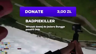 Wronek skacze na bungee na live