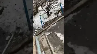 Ещё один прилет снаряда в Харькове в многоэтажку