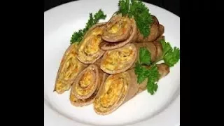 ПЕЧЕНОЧНЫЕ ТРУБОЧКИ С ВКУСНОЙ НАЧИНКОЙ ( рецепт подруги)