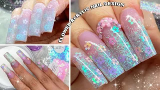 GLITTER ACRYLIC NAILS 🌸 INFILL & RE-DESIGN ✨