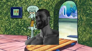 Squidward kicking meme characters out of his house
