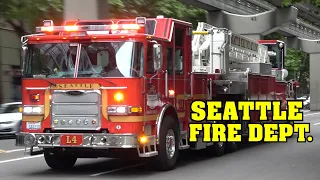 *SEATTLE FIRE* [XXL Compilation!] - Fire Trucks, EMS & Police responding | Downtown Seattle
