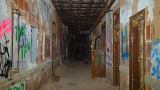 CREEPY FOREST HAVEN ASYLUM at NIGHT w/ RAGING WINTER STORM