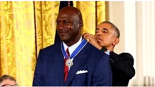 President Barack Obama Presents Michael Jordan With Medal of Freedom & Clowns Him For Crying Memes.