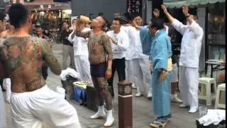 Yakuza gang celebrating in Asakusa, Tokyo, may 2014..mp4