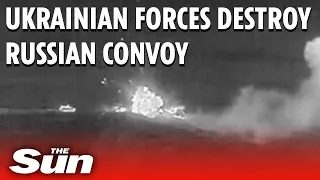 Ukrainian forces blow up Russian convoy in the fog at night