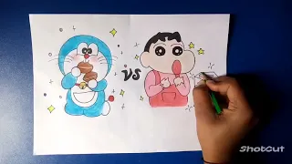 India's most popular cartoon ‘Doreamon’ VS  popular cartoon ‘Shinchan’ Doraemon and Shinchan drawing