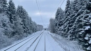 Cabview København H - Ringsted in snow