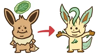 Eevee evolving into Leafeon