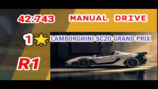 ASPHALT 9 | 1🌟 MANUAL DRIVE | [ 42:743 ] | LAMBORGHINI SC20 GRAND PRIX ROUND 1| 60FPS |