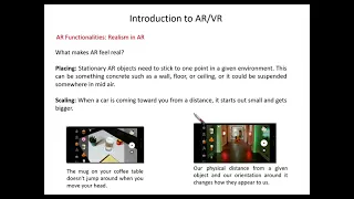 Multimedia Computing Lecture 25: Augmented Reality (AR) and Virtual Reality (VR) 2