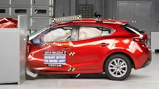 2014 Mazda 3 hatchback driver-side small overlap IIHS crash test