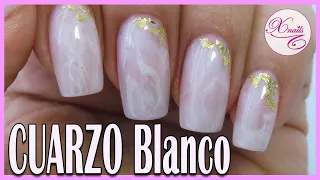 😍 Uñas de GEL (Baño de GEL) 😍 con EFECTO CUARZO Blanco muy NATURAL / Kapping  PASO A PASO Fácil