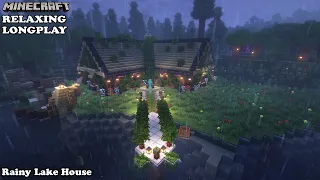 Minecraft Relaxing Longplay - Rainy Lake House - Cozy Cottage House  (No Commentary) 1.19