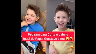 GUSTTAVO LIMA ATENDE PEDIDO DOS FILHOS GABRIEL E SAMUEL E MUDA O VISUAL DELES 😍❤ #shorts