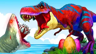 Velociraptors Tyrannosaurus REX Mosasaurus DINOSAURS FIGHTING: EVOLUTION OF Jurassic World Dominion