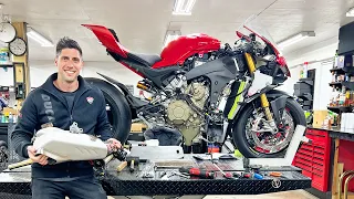 Removing Our 2023 Ducati Panigale V4 Stock Exhaust!!!