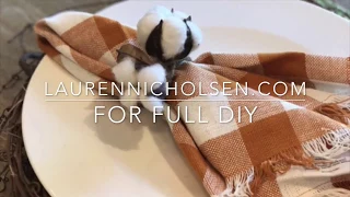 🌾 FARMHOUSE COTTON NAPKIN RINGS 🌾  DIY THE PERFECT FALL TOUCH TO YOUR TABLESCAPE! SIMPLE HOME DECOR!