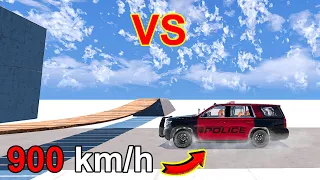 Monkey bridge vs Police Car collided at 900km/h (with Dummy) Cars Crash Test ⏩ BeamNG | Car Bins