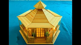 How to make Bamboo stick miniature house || Popsicle Stick fairy house || Jute stick House