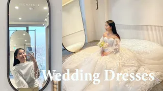 Choosing wedding dresses + hanbok for photoshoot 👰🏻 촬영드레스 가봉 (ENG/KOR)