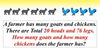 A Farmer Has Many Goats and Chickens Puzzle || Maths Puzzle