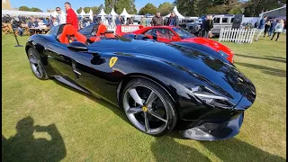 2020 Ferrari Monza SP2 V12 Interior and Exterior Video View at Blenheim Palace Salon Prive 2020