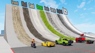 Which Ramp Surface gives Longest Jump? - Beamng drive