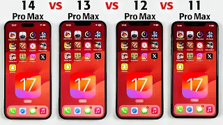 iOS 17 SPEED TEST - iPhone 14 Pro Max vs 13 Pro Max vs 12 Pro Max vs 11 Pro Max Official iOS 17 Test