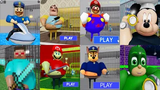 All Games BARRY'S PRISON RUN Roblox Hello Neighbor Mario Mickey Mouse Minecraft Pj Masks Paw Patrol