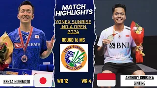 Anthony Sinisuka Ginting (INA) vs Kenta Nishimoto (JPN) Yonex Sunrise India Open 2024 Badminton