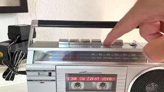 Sanyo M-1600 mini radio cassette recorder. Golden 80s