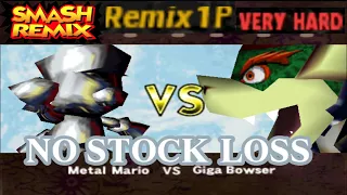 Smash Remix - Classic Mode Remix 1P Gameplay with Metal Mario (VERY HARD) No stock loss