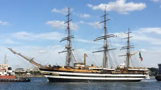Amerigo Vespucci / Italia leaves the port Warnemünde on 11.08.2019