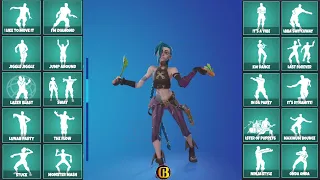 NEW ARCANE JINX All ICON Emotes & Dances (All Emote Music) - Fortnite