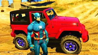 Captain America Driving a Jeep Rubicon - Off Road - 4x4 SUV - GTA 5 Mods