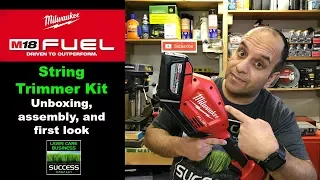 Milwaukee M18 Fuel cordless String Trimmer Kit unboxing and assembly