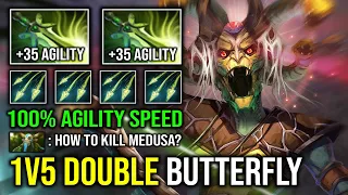 100% AGILITY SPEED 2x Double Butterfly 1v5 Unkillable Multishot Nonstop Godlike Medusa Dota 2