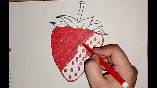 Strawberry Drawing 🍓 || Easy Drawing for Toddlers || Step by Step || Coloring fun!!