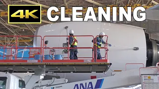 [4K] Cleaning of the aircraft - 巨大な飛行機をどうやって洗う？ / ANA Airbus A380 "FLYING HONU"