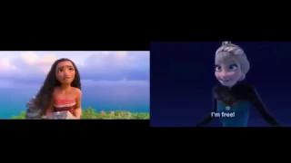 Moana Frozen How Far I'll Go/Let it Go side by side