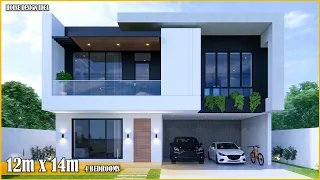 House Design | Modern House 2 Storey  | 12m x 14m with 4 Bedrooms