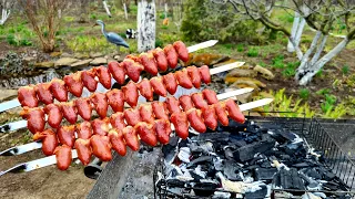 BBQ chicken hearts. GENTLE as the first kiss.