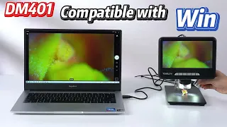 How does TOMLOV DM401 microscope connect to PC?