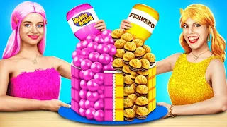 Tantangan Makanan Emas vs Pink! Pertarungan Makanan Satu Warna oleh YUMMY JELLY