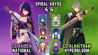 NEW Spiral Abyss 4.4 Floor 12 9⭐| C0 Raiden National & C0 Alhaitham Hyperbloom | Genshin Impact