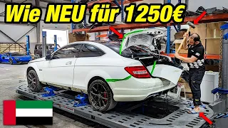 Extrem günstige Dubai-Reparatur an C63 AMG Unfallauto abgeschlossen!