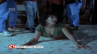 Chandru Kidnap and Tortures Lawyer Wife | Ranachandi Kannada Movie Scene | Radha, Sharath Babu